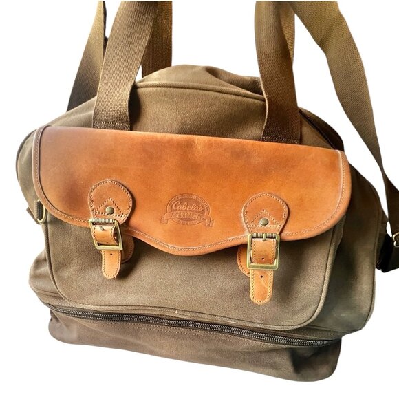 Cabela's Other - Cabelas Brown Canvas & Leather Travel Bag With Dual Pockets Collapsible bottom